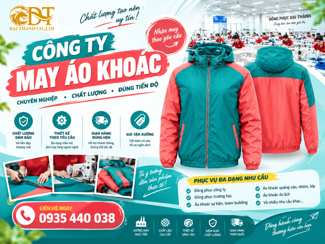 Công ty may áo khoác giá rẻ, chất lượng theo yêu cầu 1 Công ty may áo khoác giá rẻ