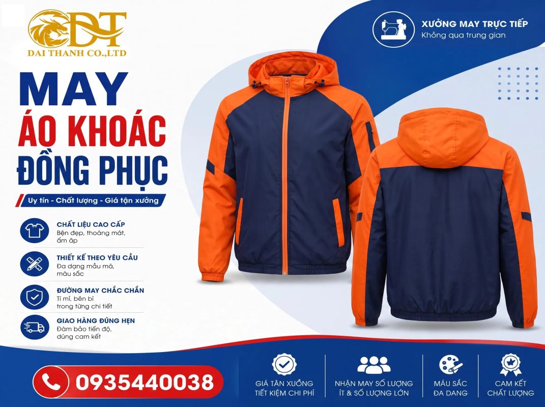 Xưởng May Áo Khoác Gió Đồng Phục Chuyên Nghiệp - Đại Thành 5 May áo khoác đồng phục