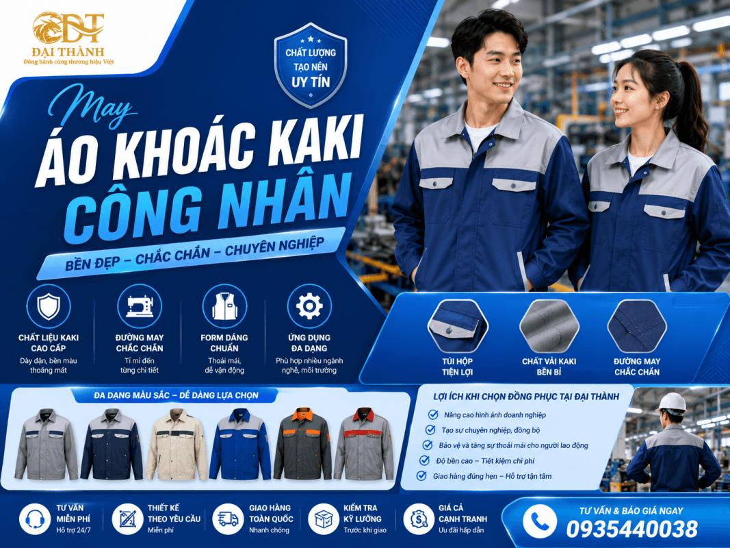 Xưởng may áo khoác kaki – May đồng phục bền đẹp theo yêu cầu 2 May áo khoác kaki