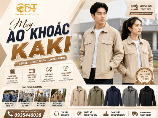 May áo khoác kaki