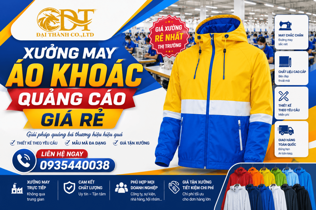 Xưởng may áo khoác quảng cáo giá rẻ tại HCM
