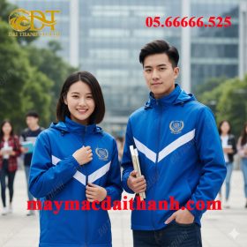May áo khoác đồng phục sinh viên màu xanh