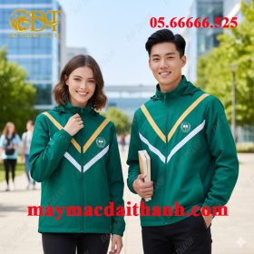 May áo khoác đồng phục sinh viên màu xanh lá