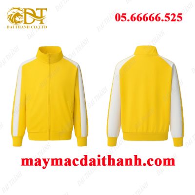 May áo khoác đồng phục vàng phối trắng