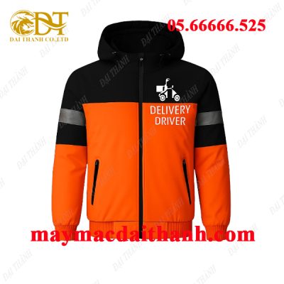 May áo khoác giao hàng màu cam