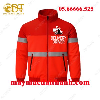 May áo khoác giao hàng màu đỏ