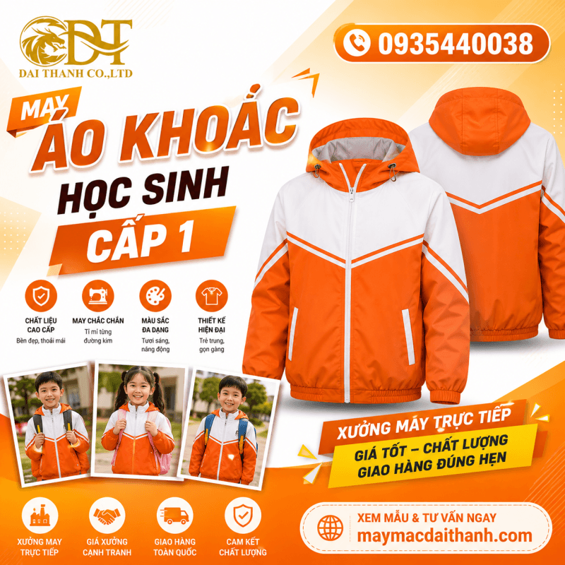 May áo khoác học sinh cấp 1