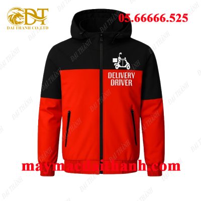 May áo khoác màu đỏ phối đen