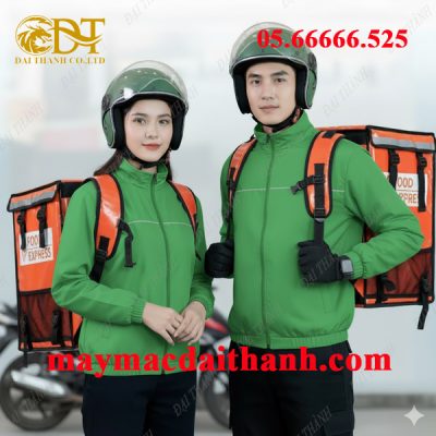 May áo khoác đồng phục giao hàng màu xanh