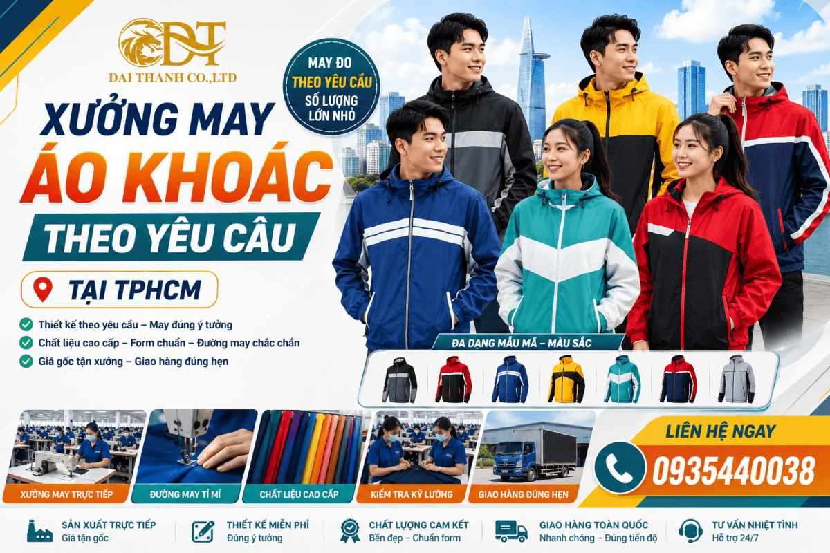 Xưởng may áo khoác theo yêu cầu giá rẻ tại TPHCM