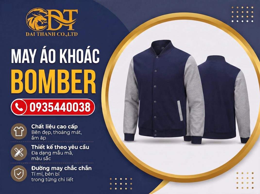 May áo khoác đội nhóm – Tạo dấu ấn riêng cho tập thể với thiết kế độc đáo 3 Xưởng may áo khoác bomber giá rẻ
