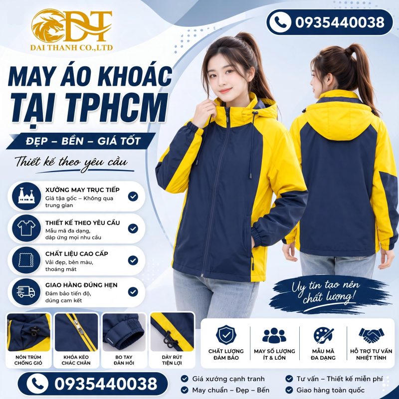 May áo khoác đội nhóm – Tạo dấu ấn riêng cho tập thể với thiết kế độc đáo 4 Xưởng may áo khoác giá rẻ