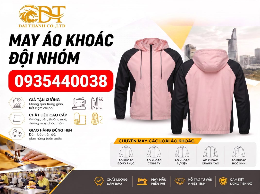 May áo khoác đội nhóm – Tạo dấu ấn riêng cho tập thể với thiết kế độc đáo 1 Xưởng may áo khoác đội nhóm giá rẻ