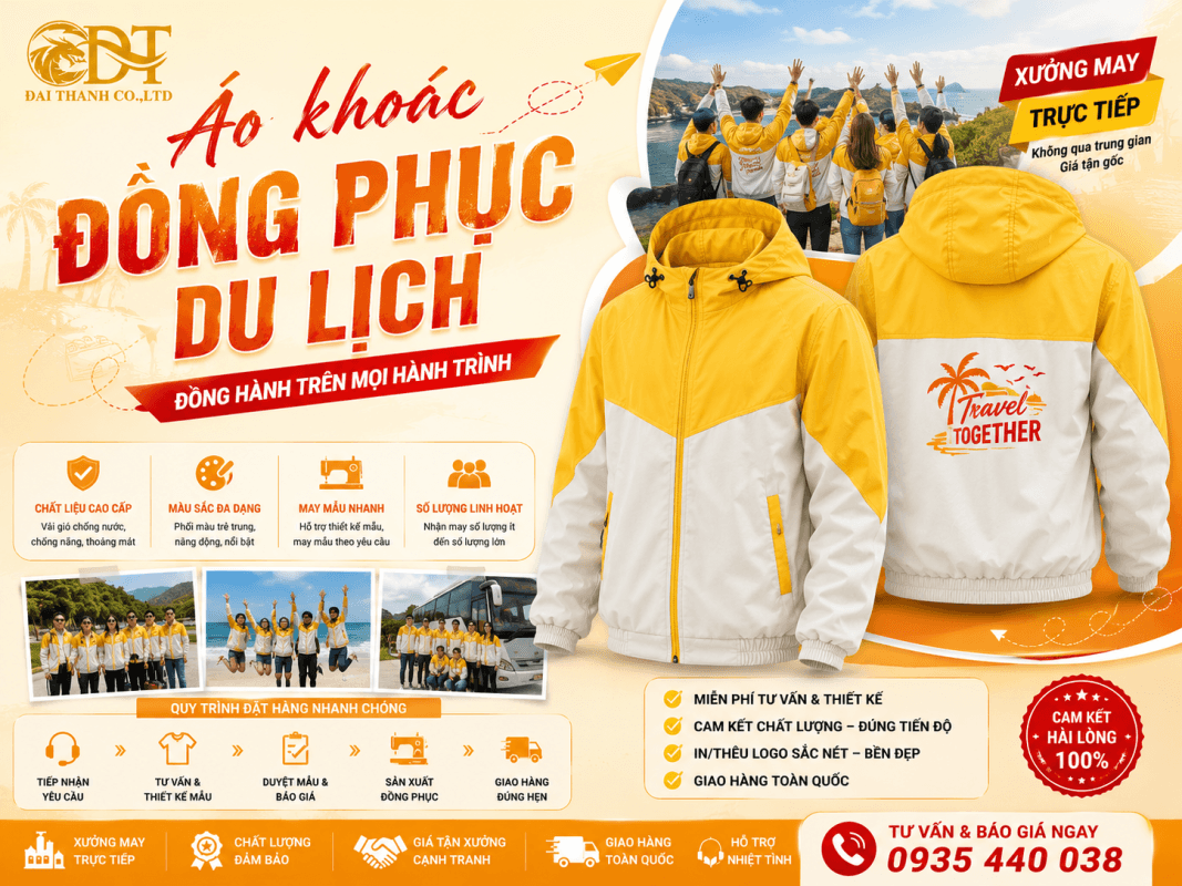 May áo khoác đồng phục du lịch