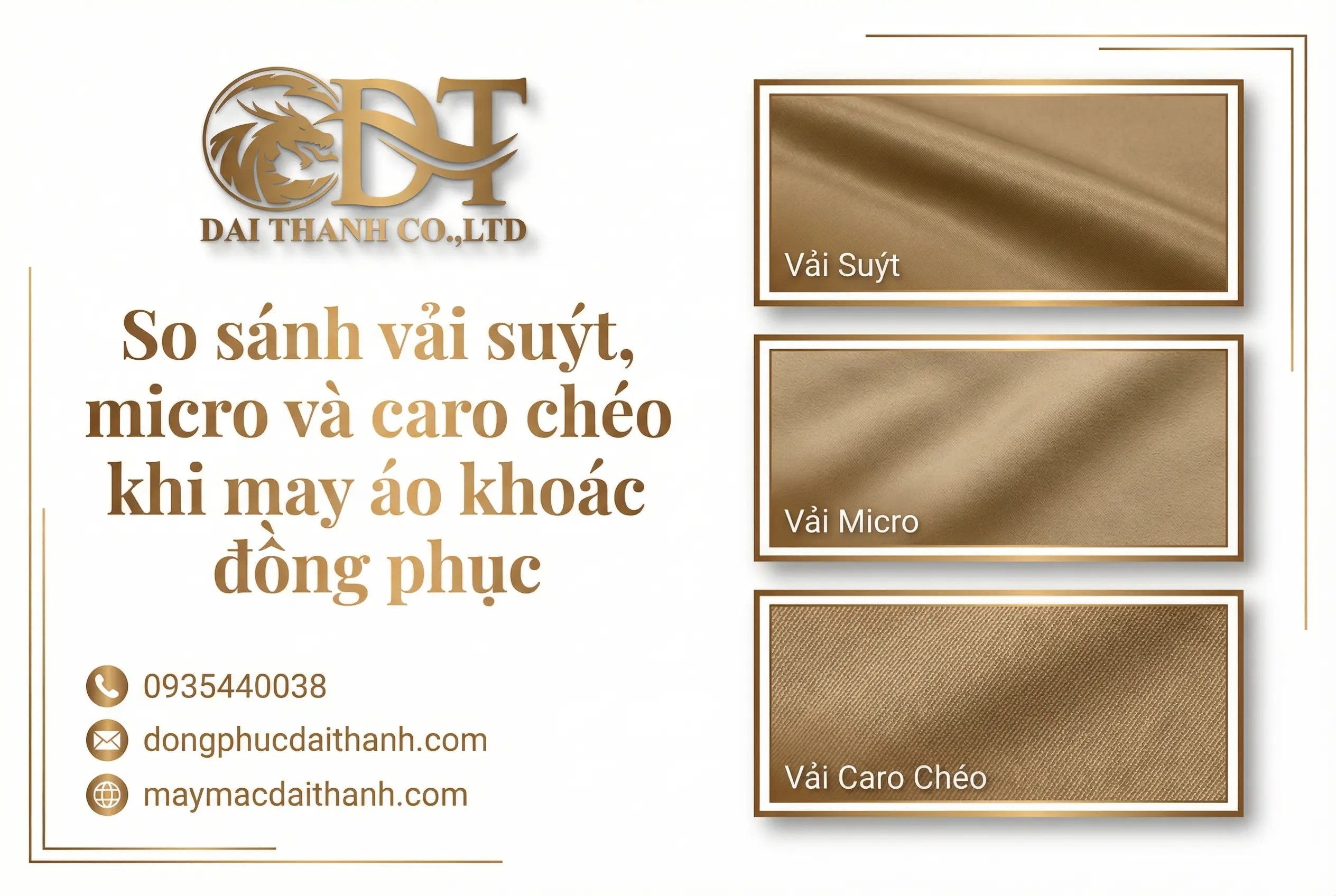 So sánh vải suýt, micro và caro chéo khi may áo khoác đồng phục