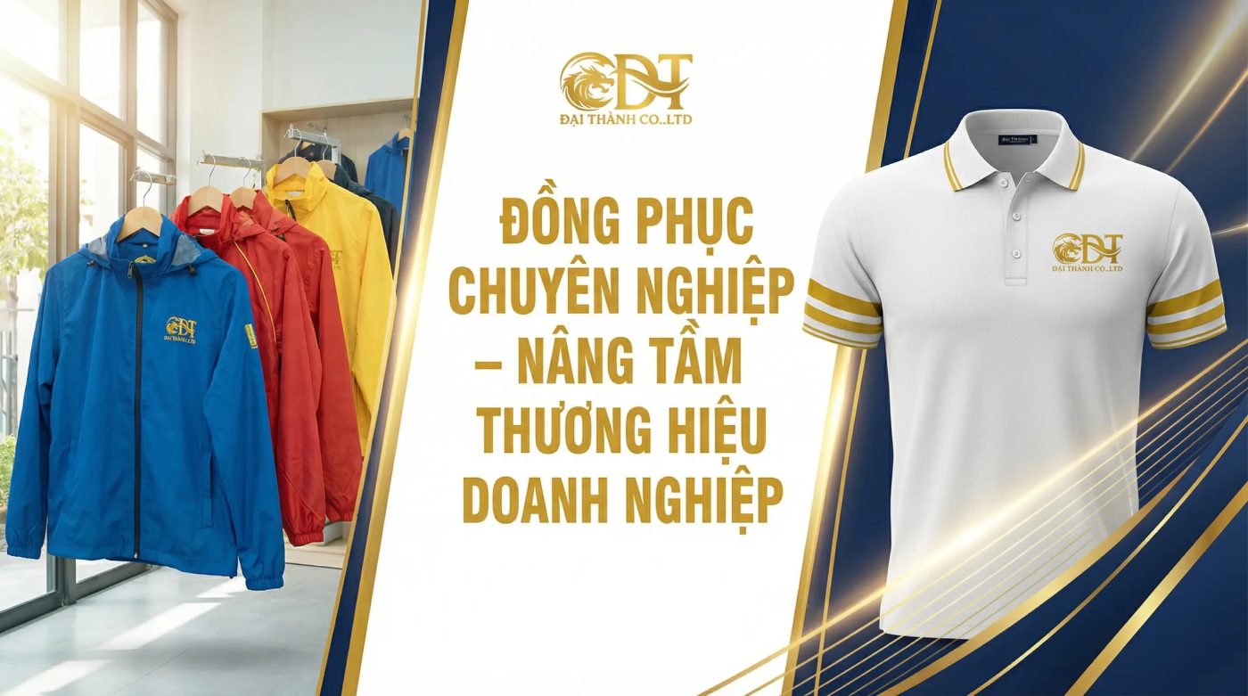 banner may áo khoác đồng phục Đại Thành