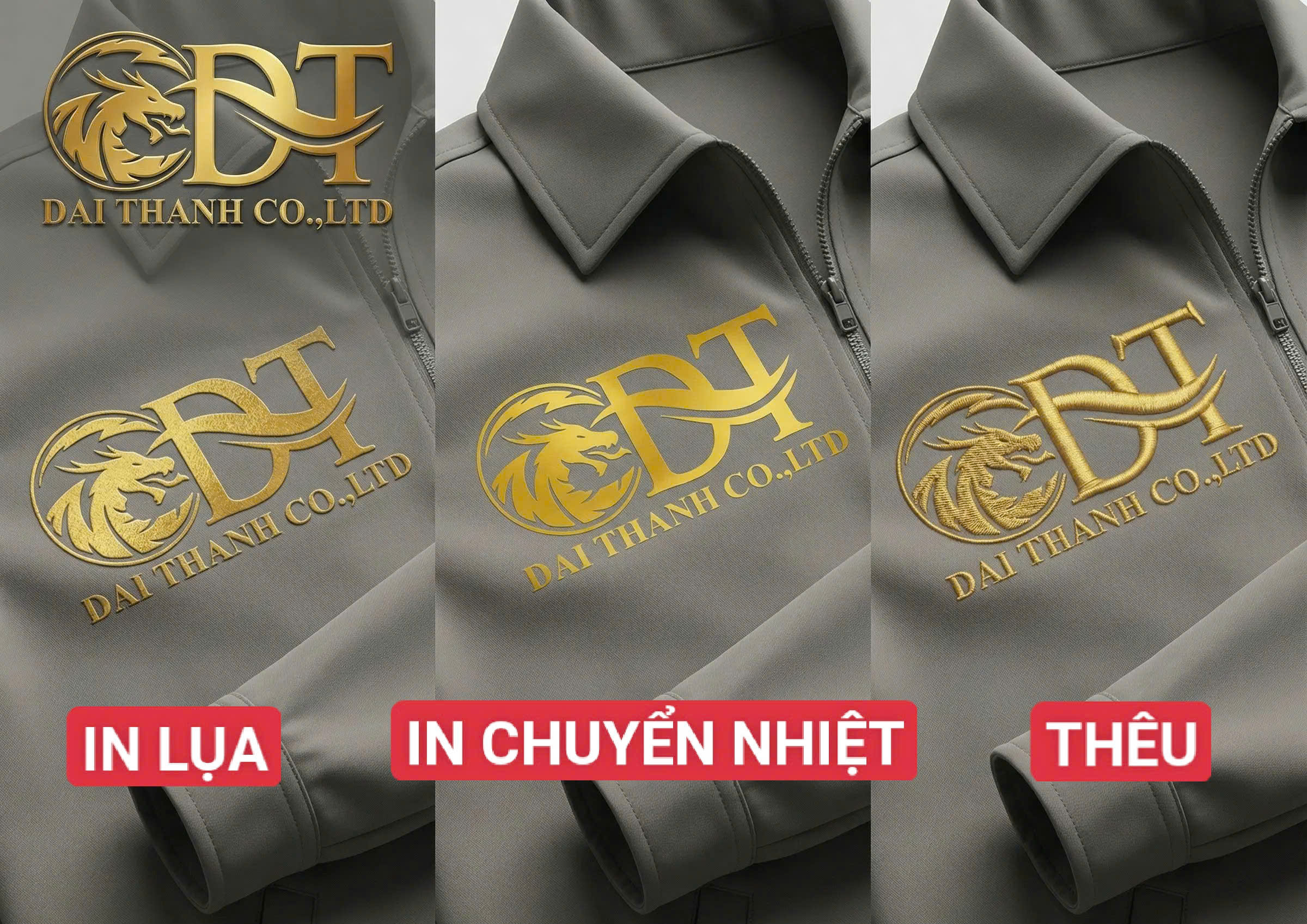 Nên in hay thêu logo trên áo khoác đồng phục công ty