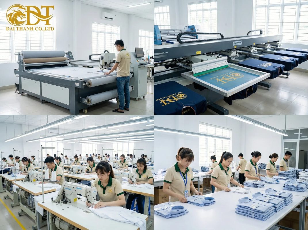 Quy trình may áo khoác đồng phục - May Mặc Đại Thành 1 Quy trình may đồng phục