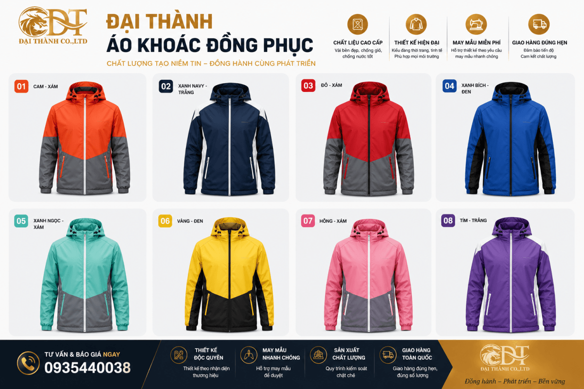 Xưởng May Áo Khoác Giá Rẻ Chất Lượng – Đồng Phục Đại Thành Chuyên Sản Xuất Trực Tiếp 2 May áo khoác