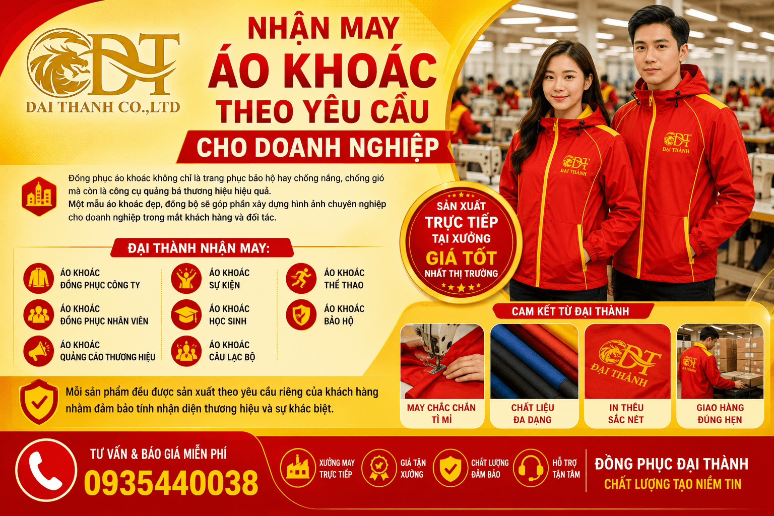 May áo khoác theo yêu cầu