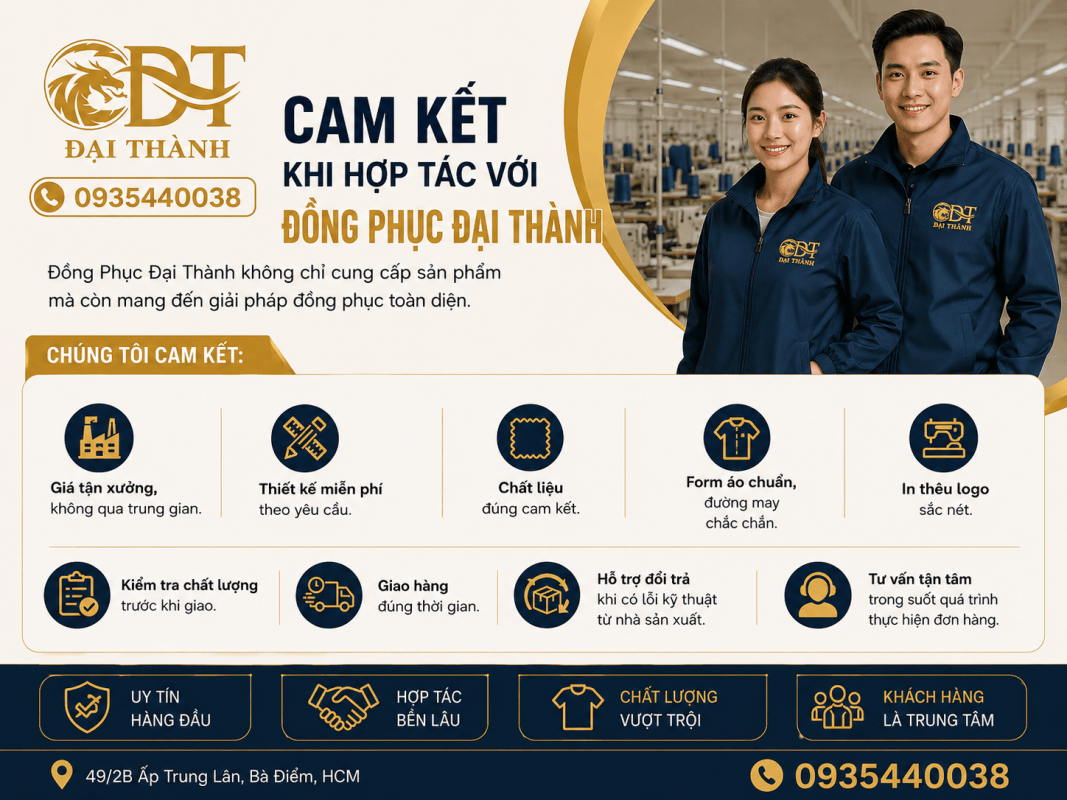 May Áo Khoác Tại TPHCM – Đồng Phục Đại Thành Chuyên Thiết Kế Và Sản Xuất Theo Yêu Cầu 4 Cam kết của Đồng Phục Đại Thành