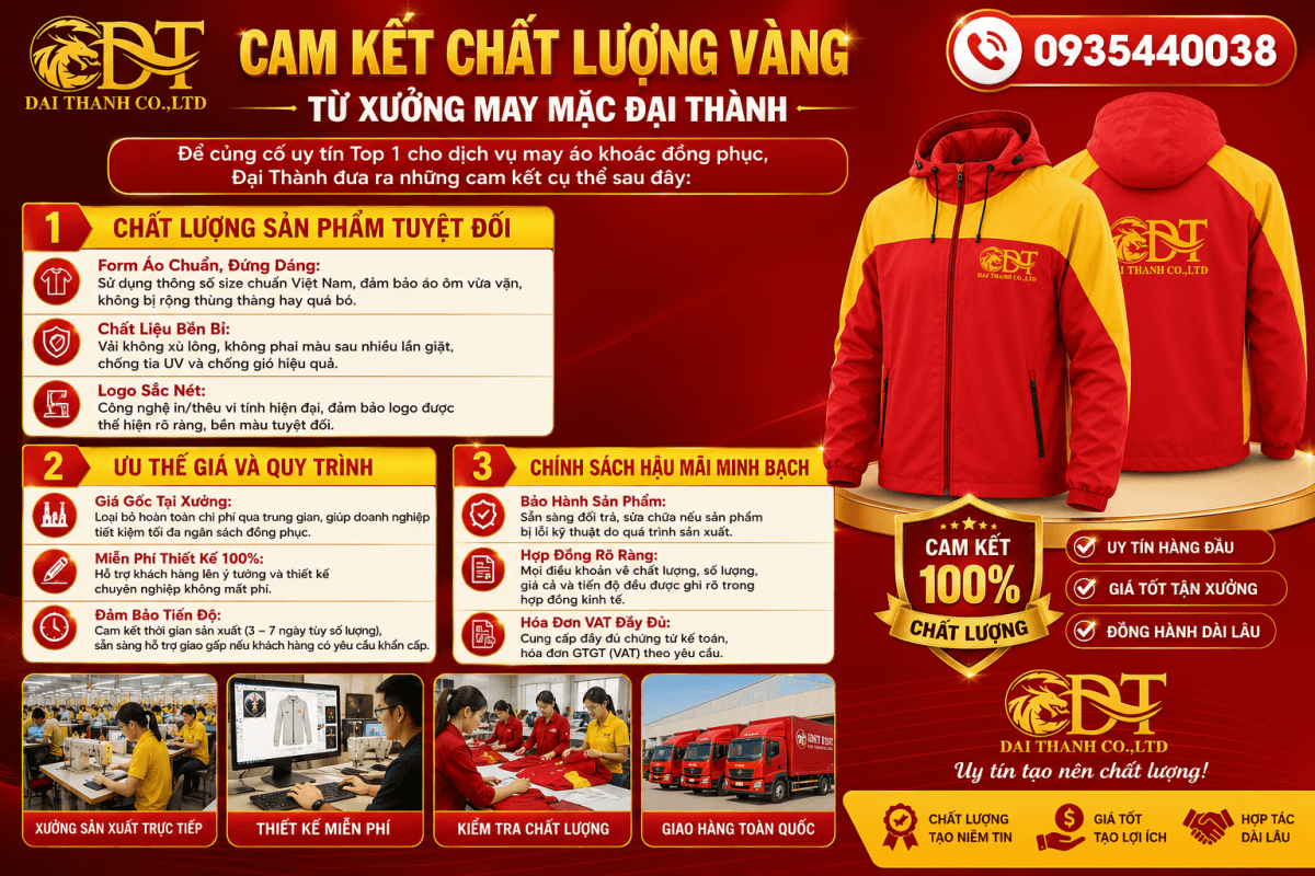 Cam kết chất lượng may áo khoác