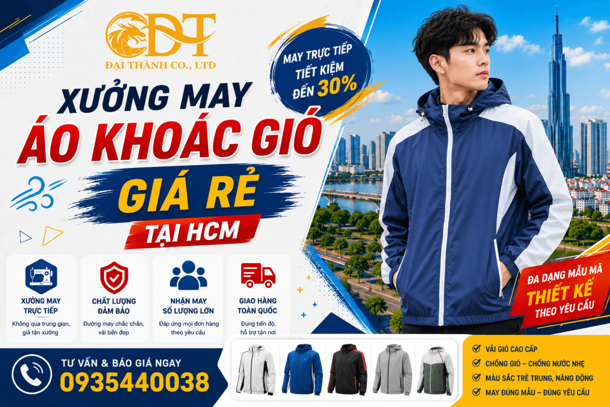 Xưởng may áo khoác gió đồng phục