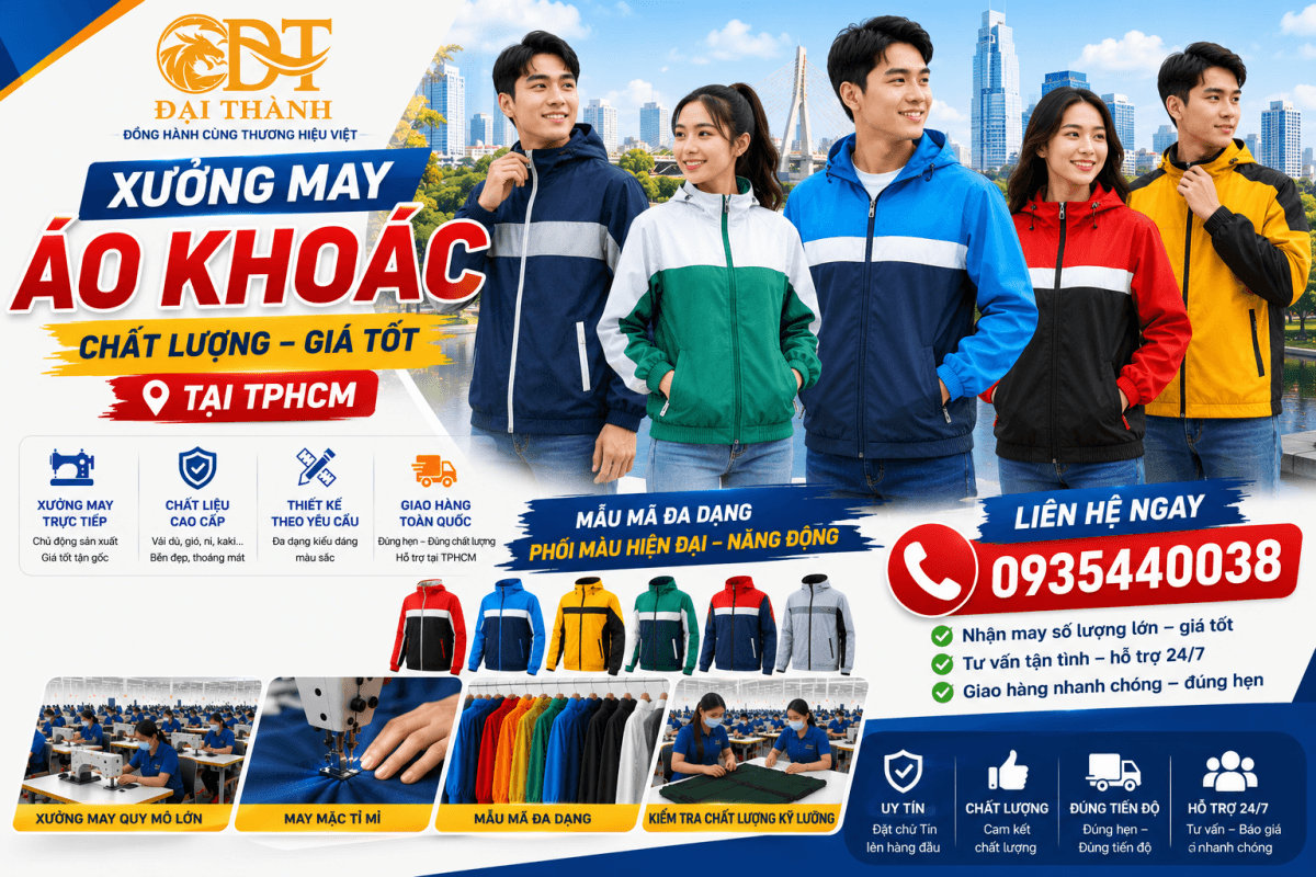 Xưởng may áo khoác tại Tân Phú - Địa chỉ tin cậy cho những chiếc áo khoác chất lượng cao 3 Xưởng may áo khoác giá rẻ tại TPHCM