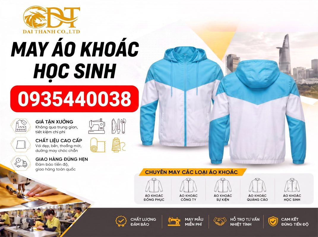 May áo khoác học sinh – Giải pháp đồng phục bền đẹp cho trường học 1 Xưởng may áo khoác học sinh giá rẻ tại HCM