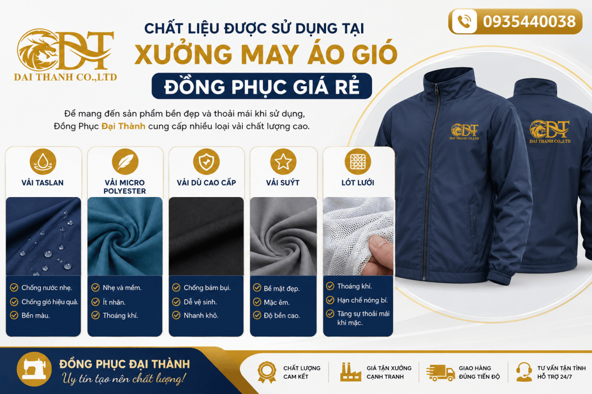 Vải may áo gió đồng phục